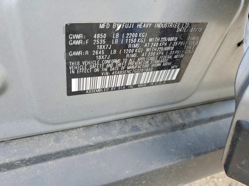 Продажа на аукционе авто 2016 Subaru Outback, vin: 4S4BSENC7G3201840, номер лота: 58629866
