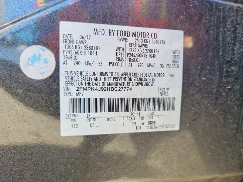 Продажа на аукционе авто 2017 Ford Edge, vin: 2FMPK4J92HBC27774, номер лота: 55578706