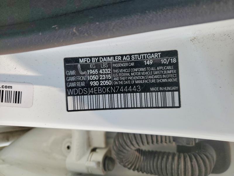 Aukcja sprzedaży 2019 Mercedes-benz Cla, vin: WDDSJ4EB0KN744443, numer aukcji: 58046256