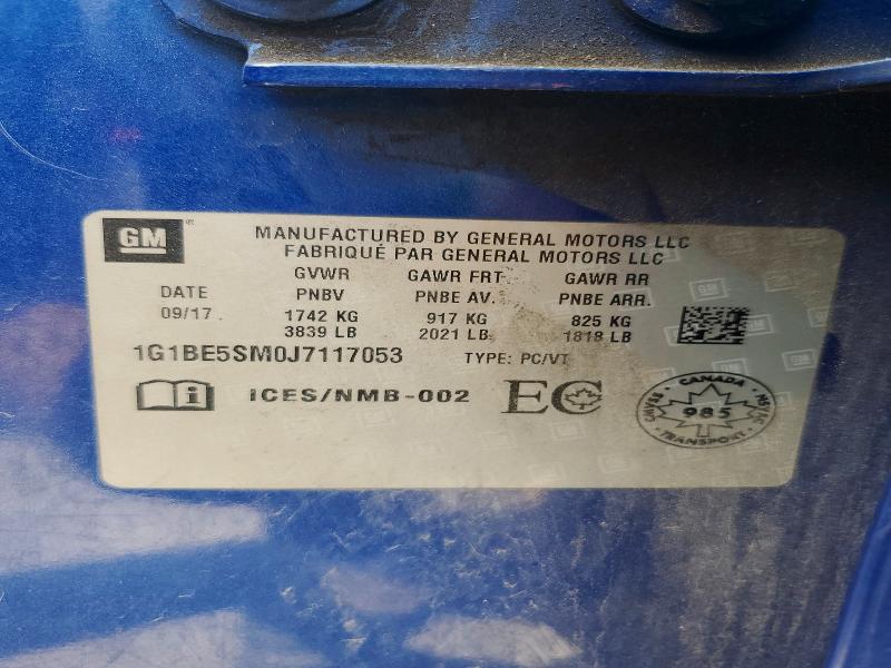59322766 :رقم المزاد ، 1G1BE5SM0J7117053 vin ، 2018 Chevrolet Cruze مزاد بيع