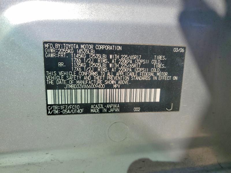 Aukcja sprzedaży 2006 Toyota Rav4, vin: JTMBD33VX66009400, numer aukcji: 56736176