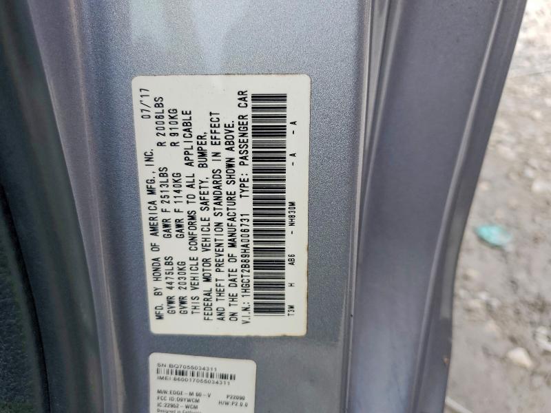 Продаж на аукціоні авто 2017 Honda Accord, vin: 1HGCT2B89HA006731, номер лоту: 58605966