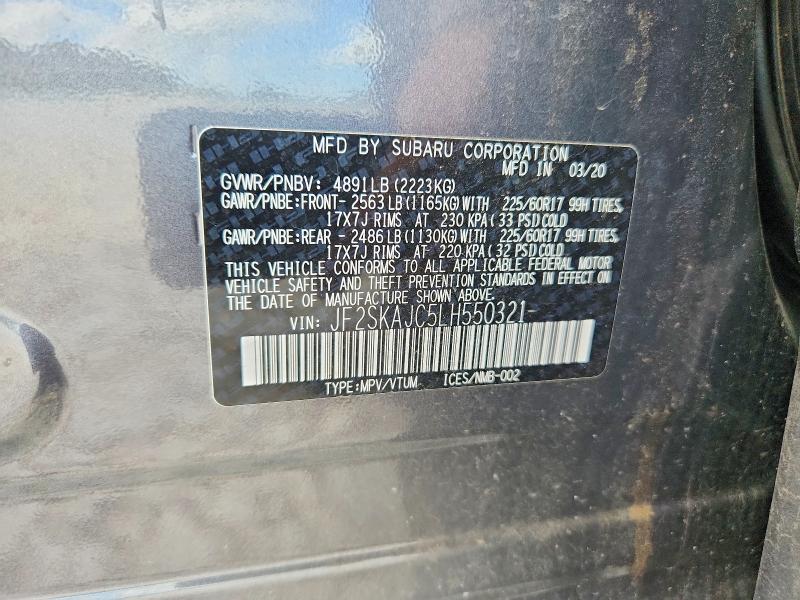 57257826 :رقم المزاد ، JF2SKAJC5LH550321 vin ، 2020 Subaru Forester مزاد بيع