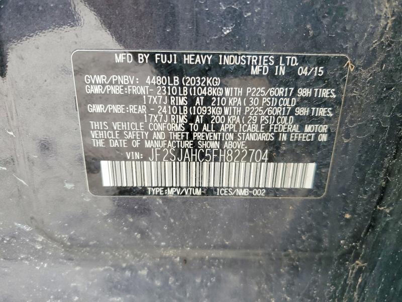 57844176 :رقم المزاد ، JF2SJAHC5FH822704 vin ، 2015 Subaru Forester مزاد بيع