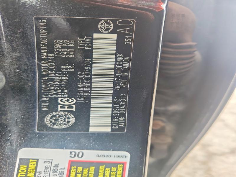 2018 Toyota Corolla მანქანა იყიდება აუქციონზე, vin: 2T1BURHEXJC079704, აუქციონის ნომერი: 58715456
