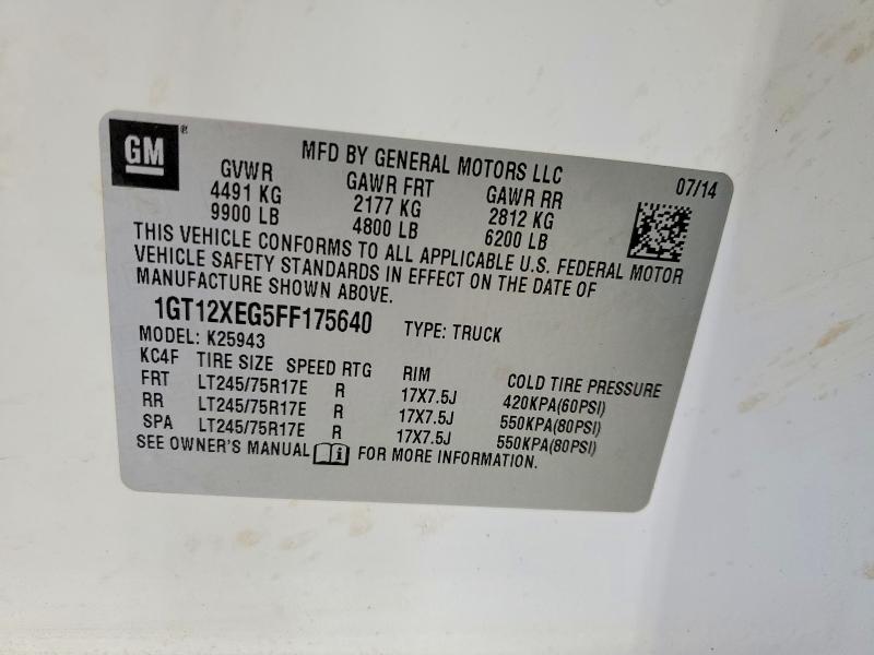 Продаж на аукціоні авто 2015 Gmc Sierra, vin: 1GT12XEG5FF175640, номер лоту: 57495746