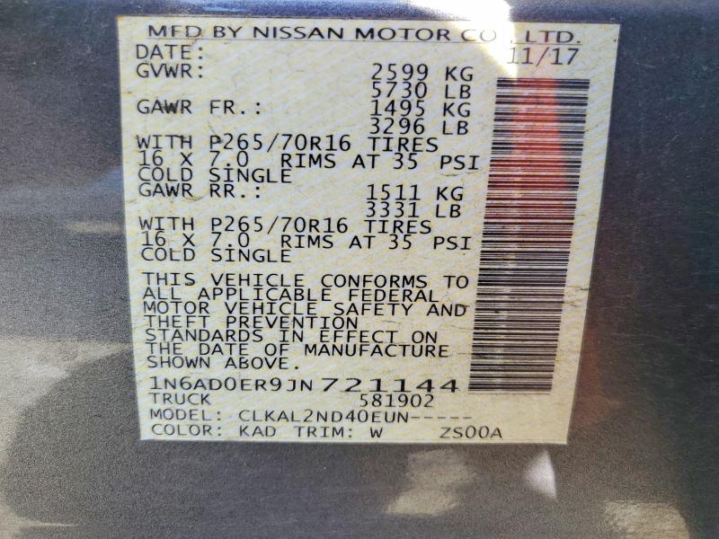 Продажа на аукционе авто 2018 Nissan Frontier, vin: 1N6AD0ER9JN721144, номер лота: 58391346