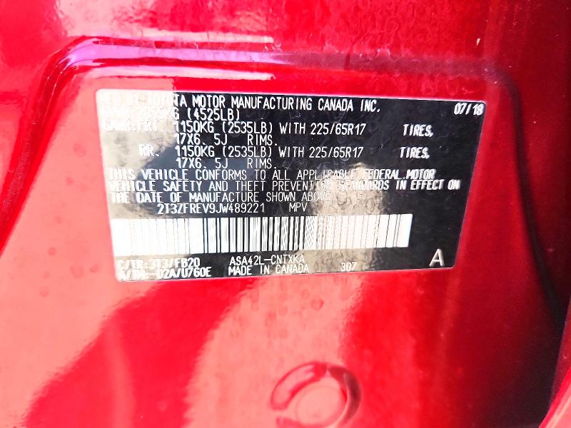 59021226 :رقم المزاد ، 2T3ZFREV9JW489221 vin ، 2018 Toyota Rav4 مزاد بيع