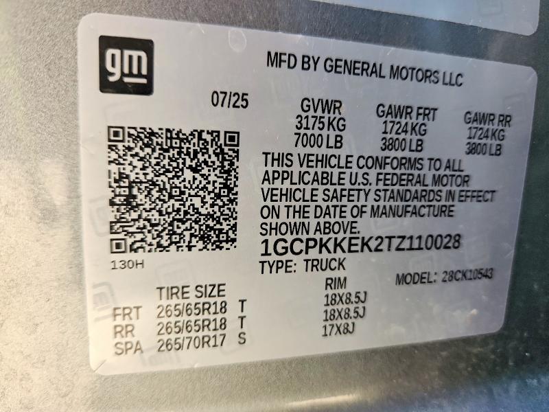58282076 :رقم المزاد ، 1GCPKKEK2TZ110028 vin ، 2026 Chevrolet Silverado مزاد بيع