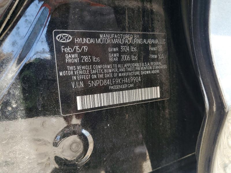 2019 Hyundai Elantra მანქანა იყიდება აუქციონზე, vin: 5NPD84LF9KH469904, აუქციონის ნომერი: 59128286