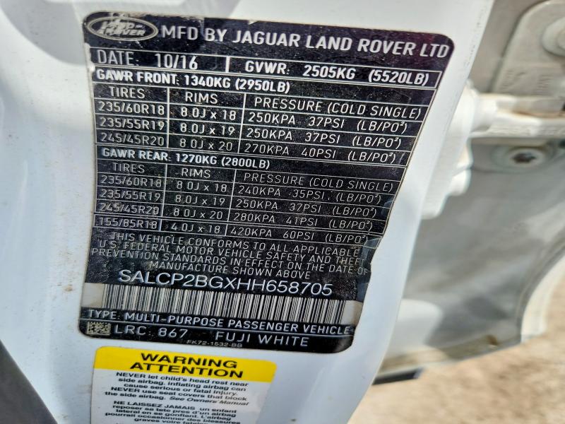 Продаж на аукціоні авто 2017 Land Rover Discovery Sport, vin: SALCP2BGXHH658705, номер лоту: 57174536