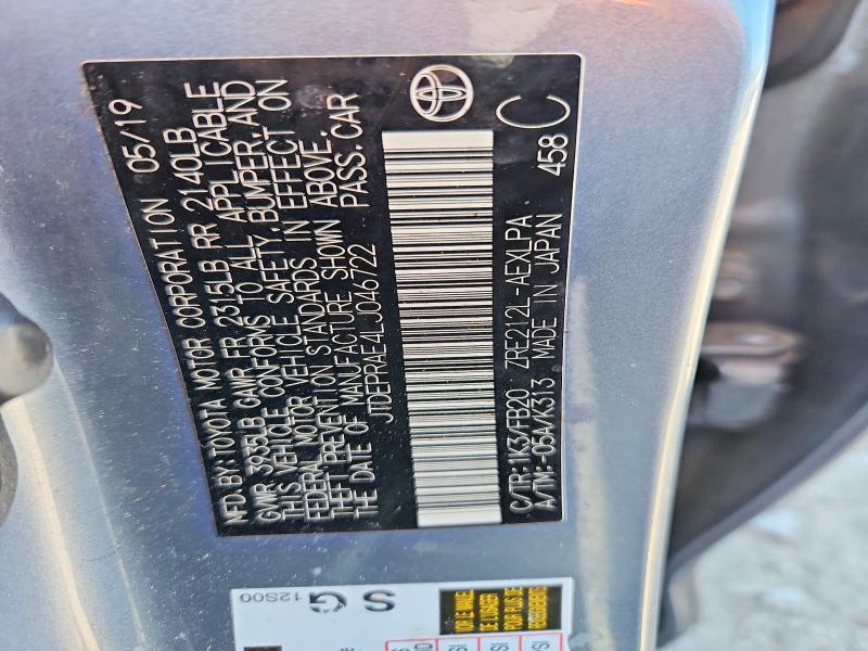55848506 :رقم المزاد ، JTDEPRAE4LJ046722 vin ، 2020 Toyota Corolla مزاد بيع