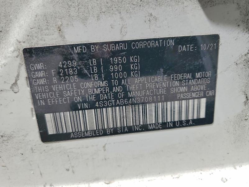 Продажа на аукционе авто 2022 Subaru Impreza, vin: 4S3GTAB64N3708111, номер лота: 55458836