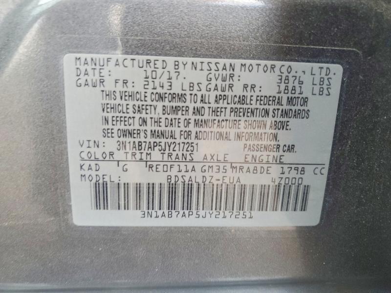 Aukcja sprzedaży 2018 Nissan Sentra, vin: 3N1AB7AP5JY217251, numer aukcji: 57256156