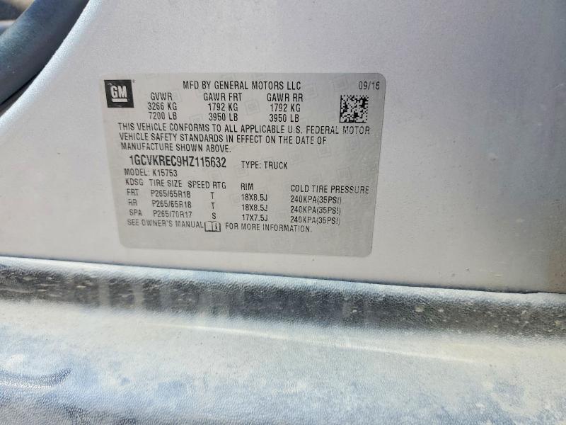 2017 Chevrolet Silverado მანქანა იყიდება აუქციონზე, vin: 1GCVKREC9HZ115632, აუქციონის ნომერი: 58392136