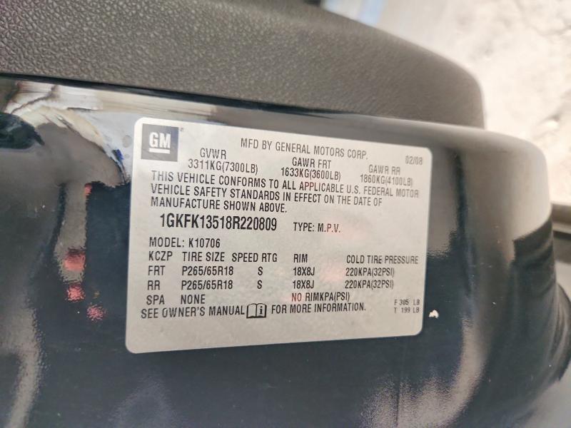 58842856 :رقم المزاد ، 1GKFK13518R220809 vin ، 2008 Gmc Yukon مزاد بيع