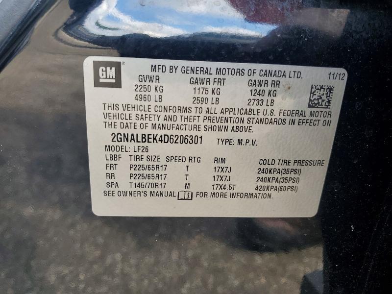 Продаж на аукціоні авто 2013 Chevrolet Equinox, vin: 2GNALBEK4D6206301, номер лоту: 57732816