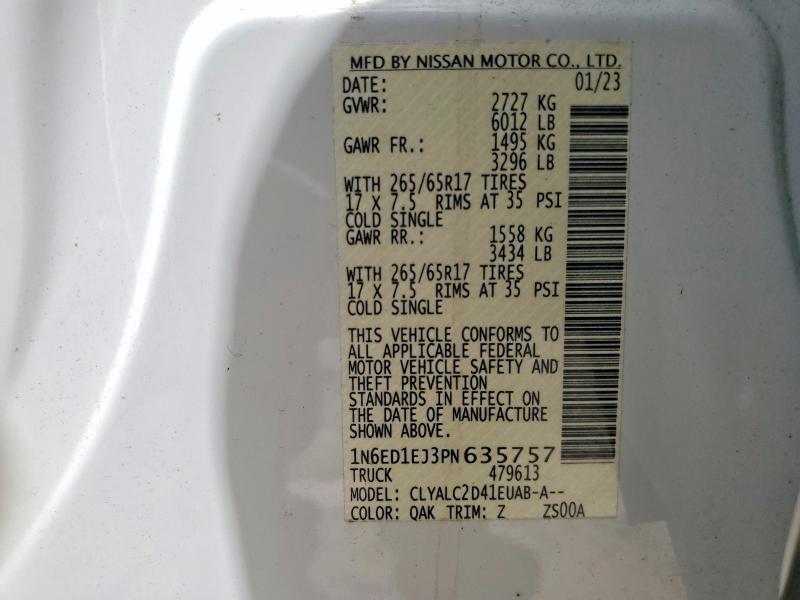 Продаж на аукціоні авто 2023 Nissan Frontier, vin: 1N6ED1EJ3PN635757, номер лоту: 58010166