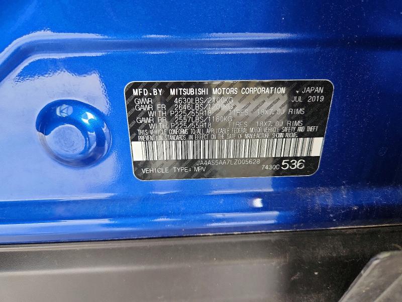 57540836 :رقم المزاد ، JA4AS5AA7LZ005628 vin ، 2020 Mitsubishi Eclipse Cross مزاد بيع