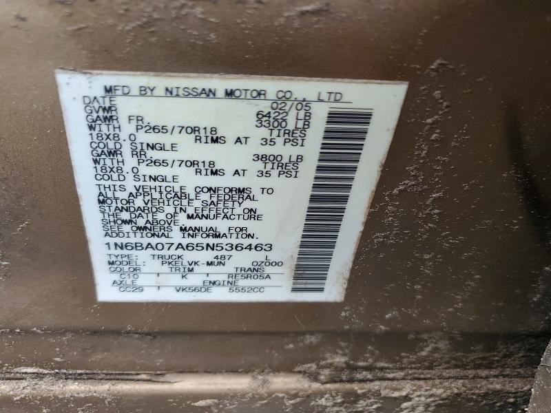 Продаж на аукціоні авто 2005 Nissan Titan, vin: 1N6BA07A65N536463, номер лоту: 56127706