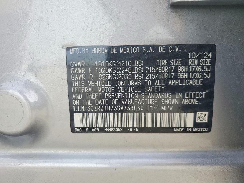 Продаж на аукціоні авто 2025 Honda Hr-v, vin: 3CZRZ1H73SM733030, номер лоту: 55860076