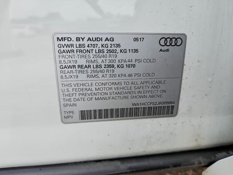 Продажа на аукционе авто 2018 Audi Q3, vin: WA1HCCFS2JR005664, номер лота: 58808886