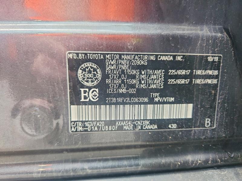 Продажа на аукционе авто 2020 Toyota Rav4, vin: 2T3B1RFV2LC063096, номер лота: 85615375