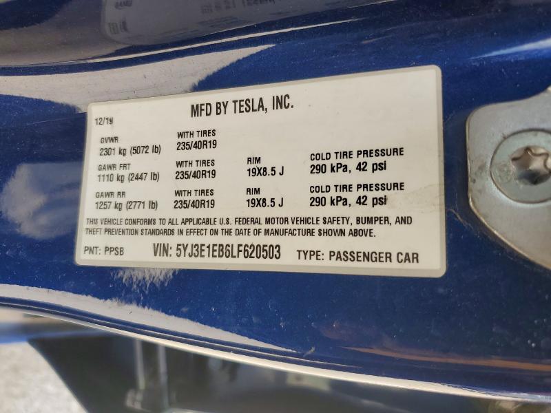 Продажа на аукционе авто 2020 Tesla Model 3, vin: 5YJ3E1EB6LF620503, номер лота: 55524826