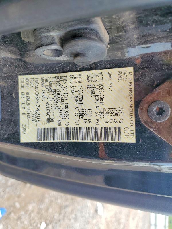 2015 Nissan Frontier მანქანა იყიდება აუქციონზე, vin: 1N6AD0CW8FN742051, აუქციონის ნომერი: 56612126