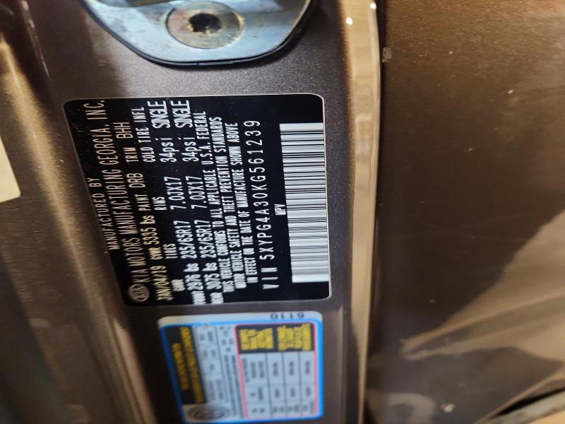 Aukcja sprzedaży 2019 Kia Sorento, vin: 5XYPG4A30KG561239, numer aukcji: 58368586