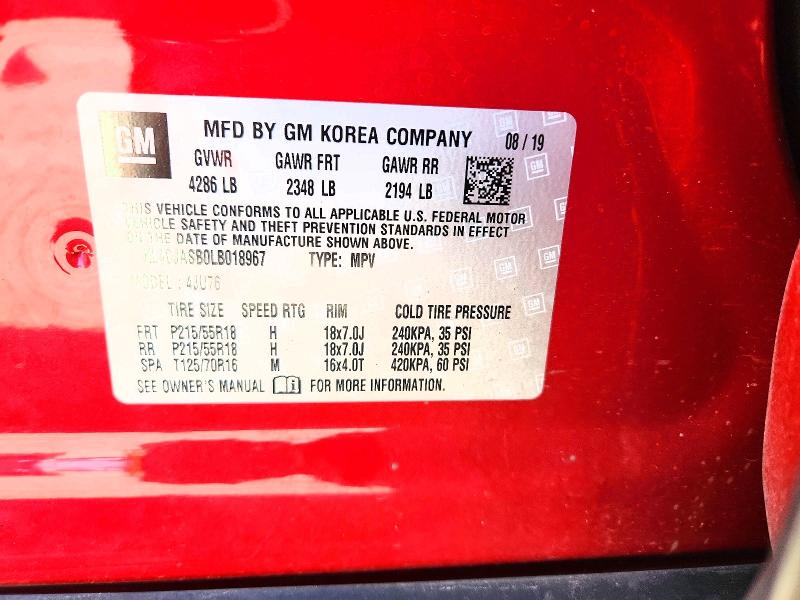 2020 Buick Encore მანქანა იყიდება აუქციონზე, vin: KL4CJASB0LB018967, აუქციონის ნომერი: 57622286