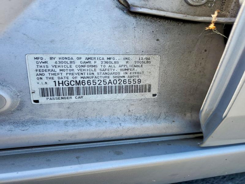 Aukcja sprzedaży 2005 Honda Accord, vin: 1HGCM66525A026559, numer aukcji: 57722086