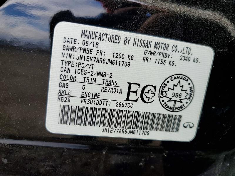 Aukcja sprzedaży 2018 Infiniti Q50, vin: JN1EV7AR6JM611709, numer aukcji: 54564266