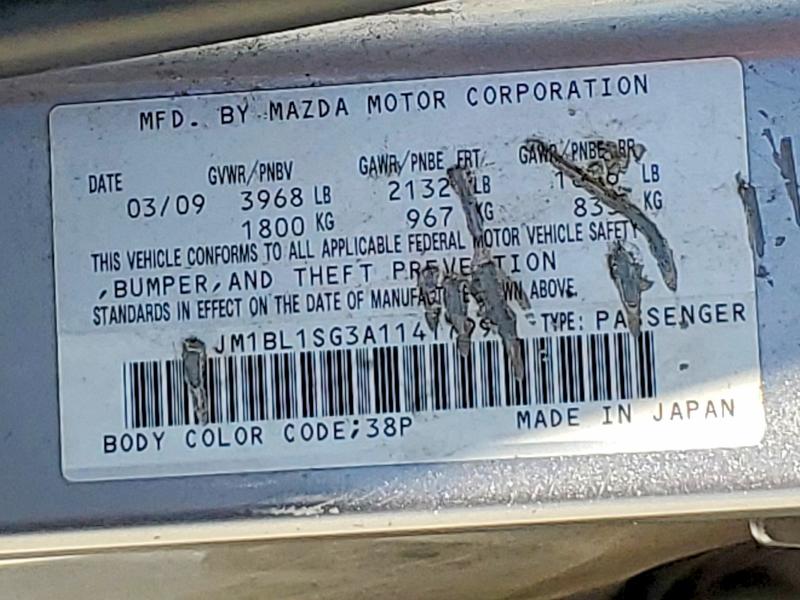 55552186 :رقم المزاد ، JM1BL1SG3A1141799 vin ، 2010 Mazda 3 مزاد بيع