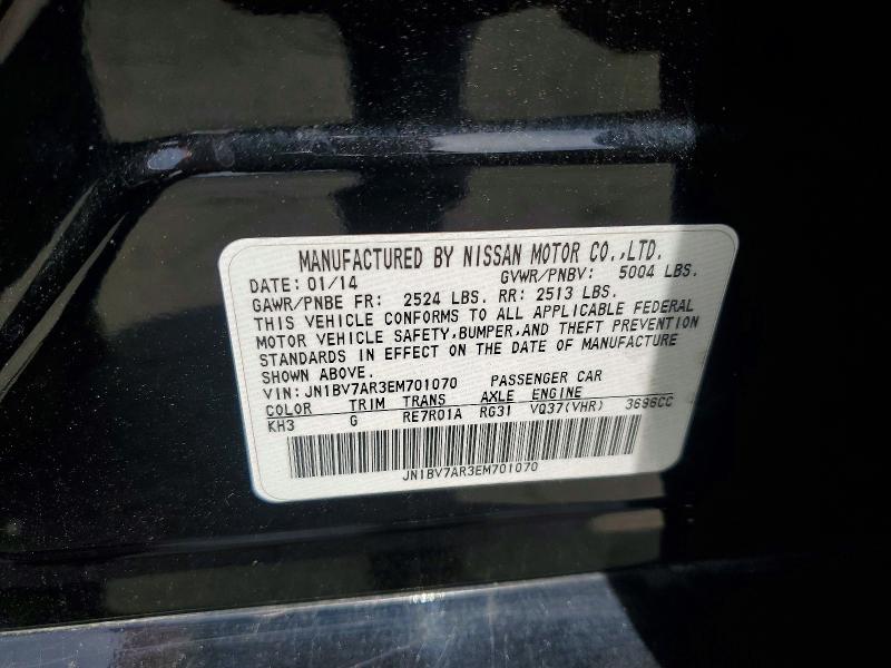 2014 Infiniti Q50 მანქანა იყიდება აუქციონზე, vin: JN1BV7AR3EM701070, აუქციონის ნომერი: 57756216