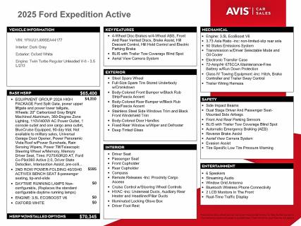 2025 Ford Expedition მანქანა იყიდება აუქციონზე, vin: 1FMJU1J89SEA44177, აუქციონის ნომერი: 56235146