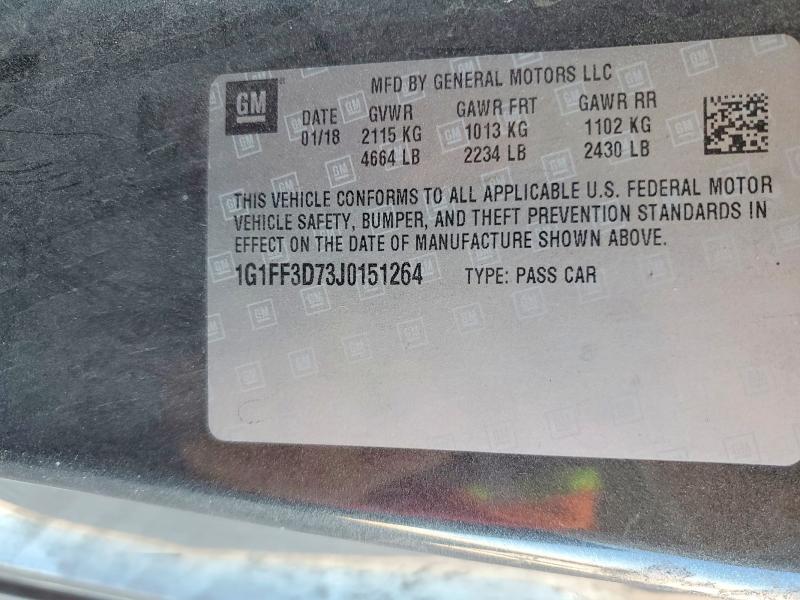56416526 :رقم المزاد ، 1G1FF3D73J0151264 vin ، 2018 Chevrolet Camaro مزاد بيع