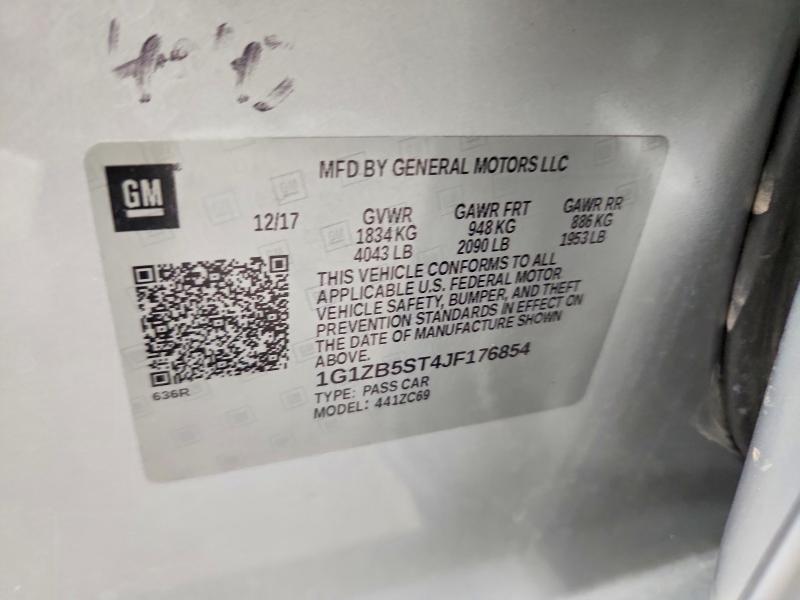 57339736 :رقم المزاد ، 1G1ZB5ST4JF176854 vin ، 2018 Chevrolet Malibu مزاد بيع