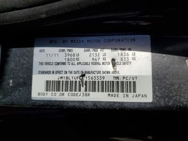 57779346 :رقم المزاد ، JM1BL1UF9C1563339 vin ، 2012 Mazda 3 مزاد بيع