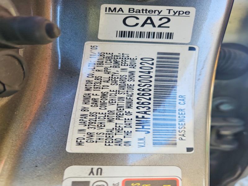 56095676 :رقم المزاد ، JHMFA36266S004020 vin ، 2006 Honda Civic مزاد بيع
