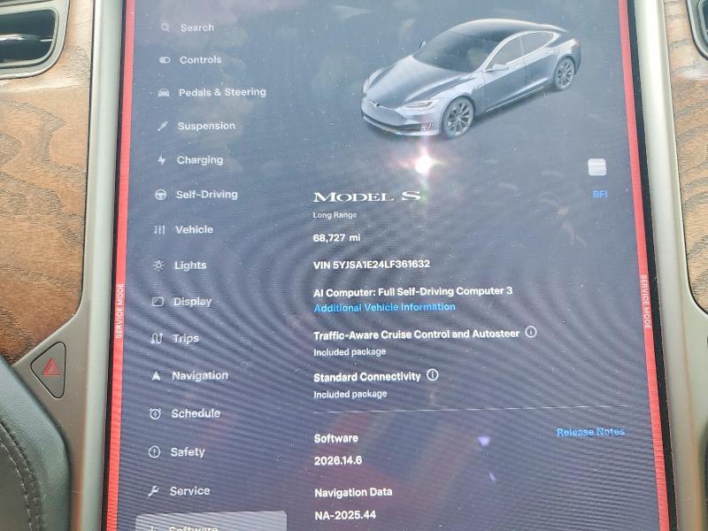 56134286 :رقم المزاد ، 5YJSA1E24LF361632 vin ، 2020 Tesla Model S مزاد بيع