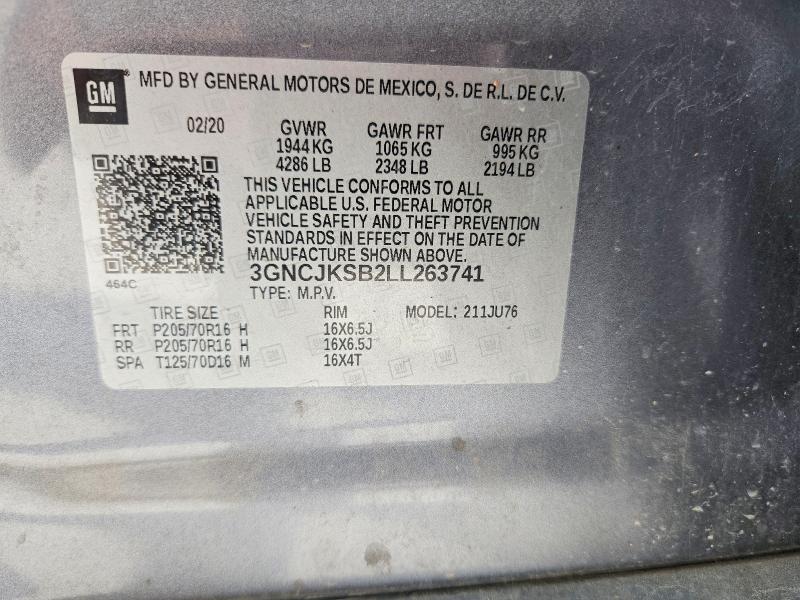 Aukcja sprzedaży 2020 Chevrolet Trax, vin: 3GNCJKSB2LL263741, numer aukcji: 58972576