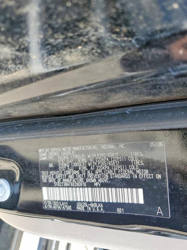 57061586 :رقم المزاد ، 5TDZT38A76S280910 vin ، 2006 Toyota Sequoia مزاد بيع