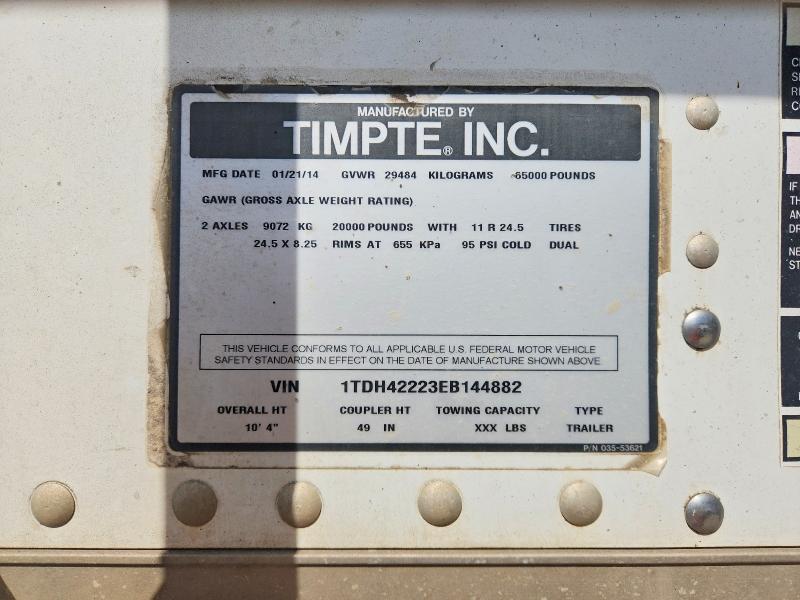 2014 Timpte Unknown მანქანა იყიდება აუქციონზე, vin: 1TDH42223EB144882, აუქციონის ნომერი: 56954166