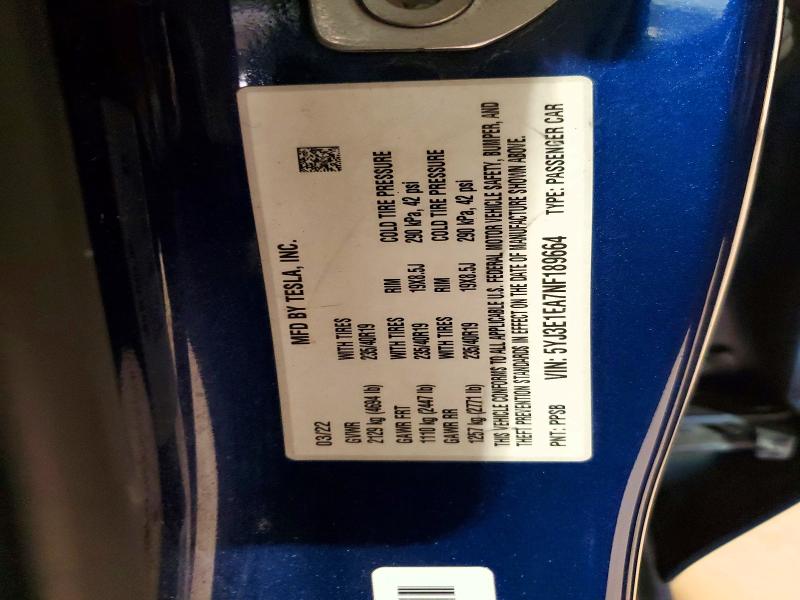 Продаж на аукціоні авто 2022 Tesla Model 3, vin: 5YJ3E1EA7NF189664, номер лоту: 54694456