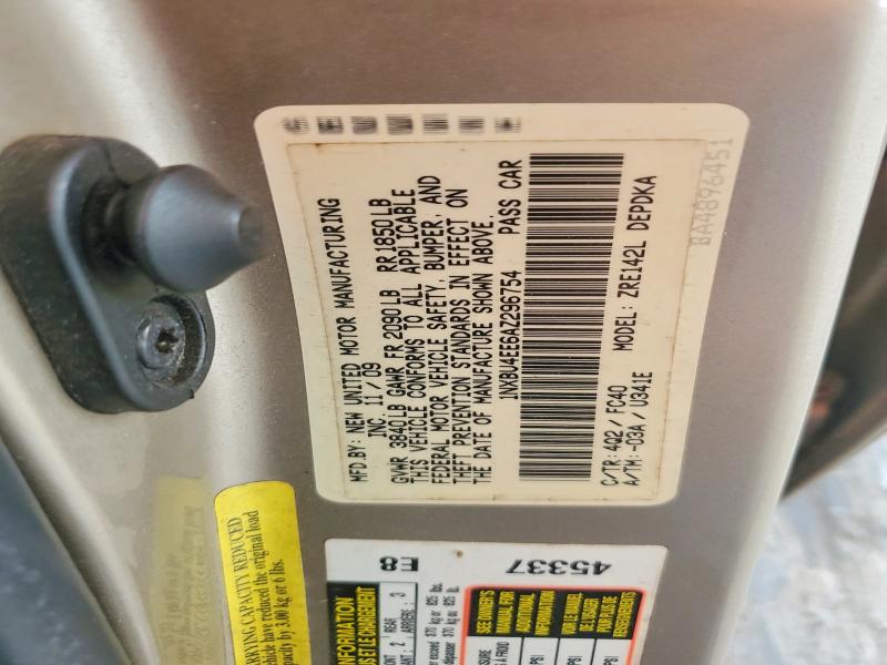 2010 Toyota Corolla მანქანა იყიდება აუქციონზე, vin: 1NXBU4EE6AZ296754, აუქციონის ნომერი: 59282836