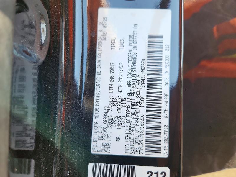 56793636 :رقم المزاد ، 3TMLB5JN1SM169216 vin ، 2025 Toyota Tacoma مزاد بيع