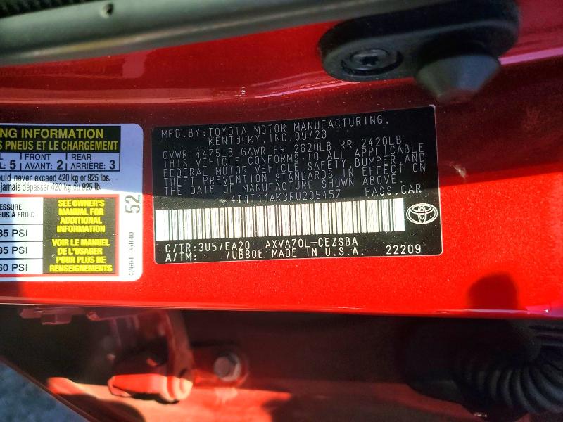 Продаж на аукціоні авто 2024 Toyota Camry, vin: 4T1T11AK3RU205457, номер лоту: 55526796