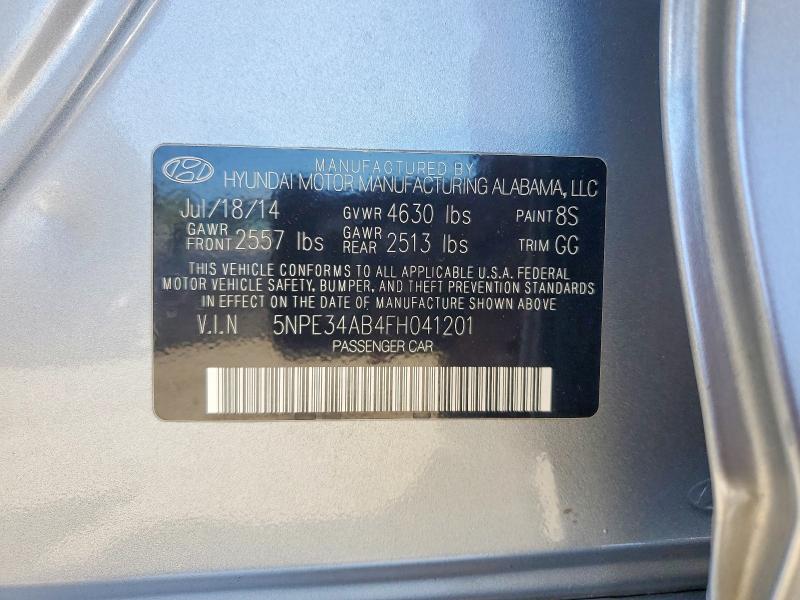 2015 Hyundai Sonata მანქანა იყიდება აუქციონზე, vin: 5NPE34AB4FH041201, აუქციონის ნომერი: 57089366