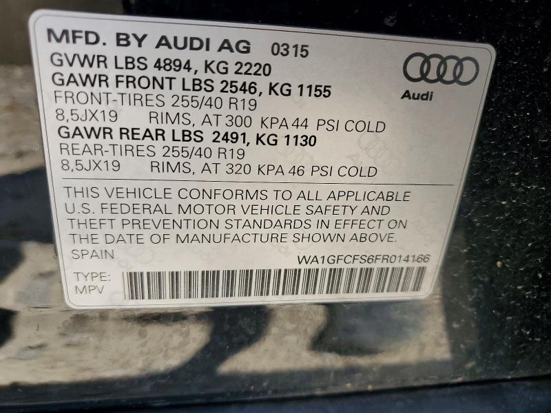 Aukcja sprzedaży 2015 Audi Q3, vin: WA1GFCFS6FR014166, numer aukcji: 56934836